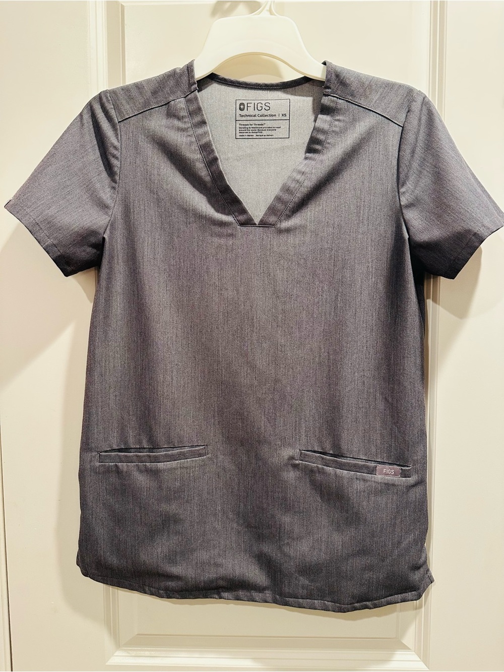 FIGS Women's Charcoal V-Neck Scrub Top